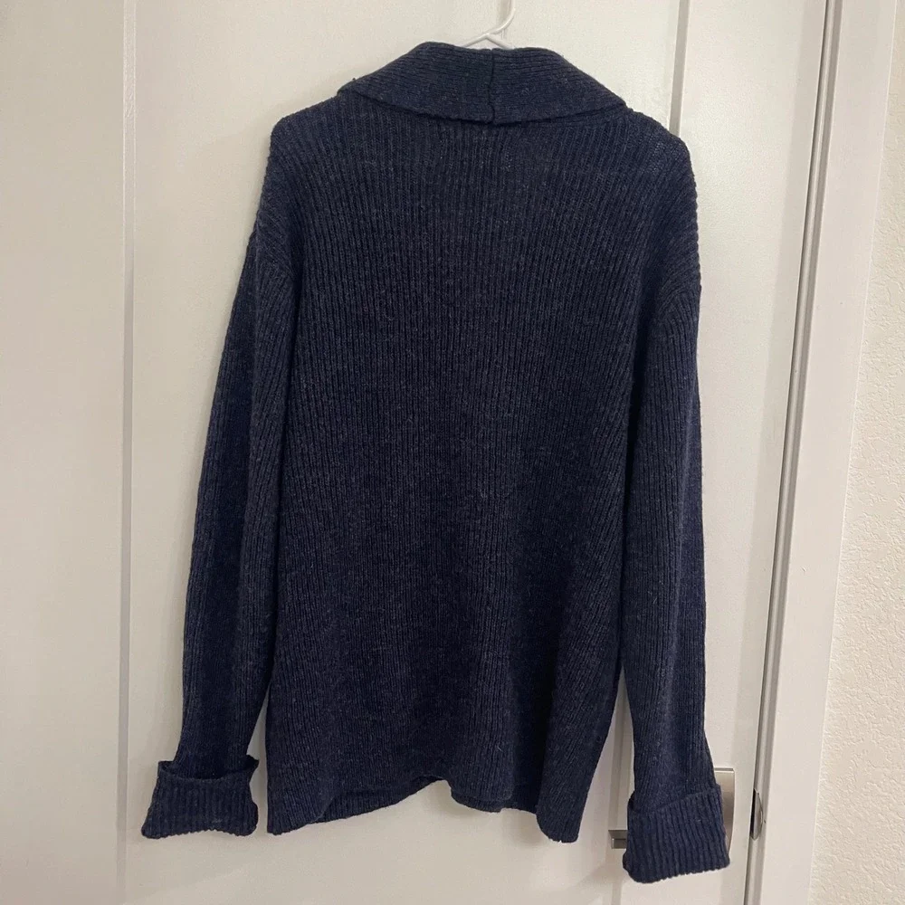 Line of Trade Shetland Wool Blue Long Cardigan Sweater Fall Winter Grandpacore